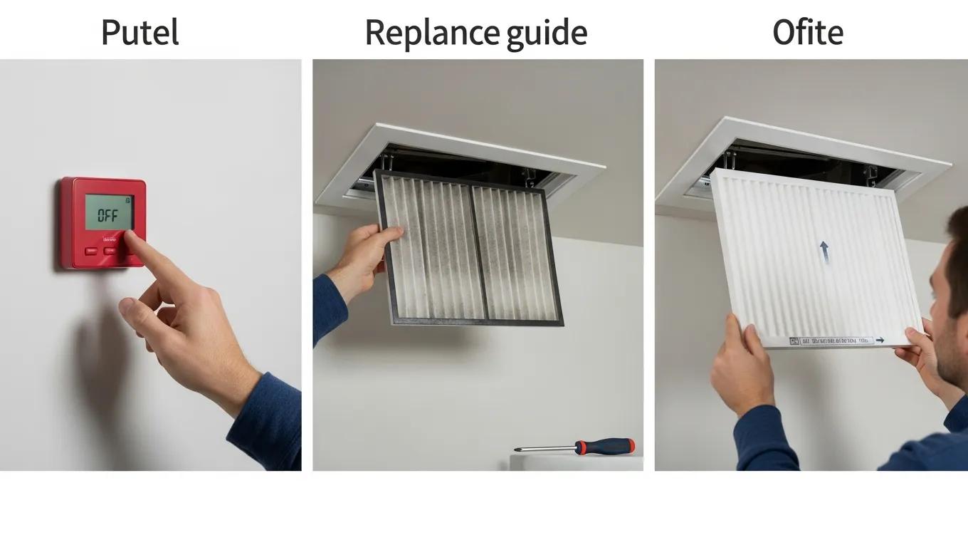Air Filter Replacement Guide: When & How 1 Person replacing HVAC air filter, demonstrating the replacement process