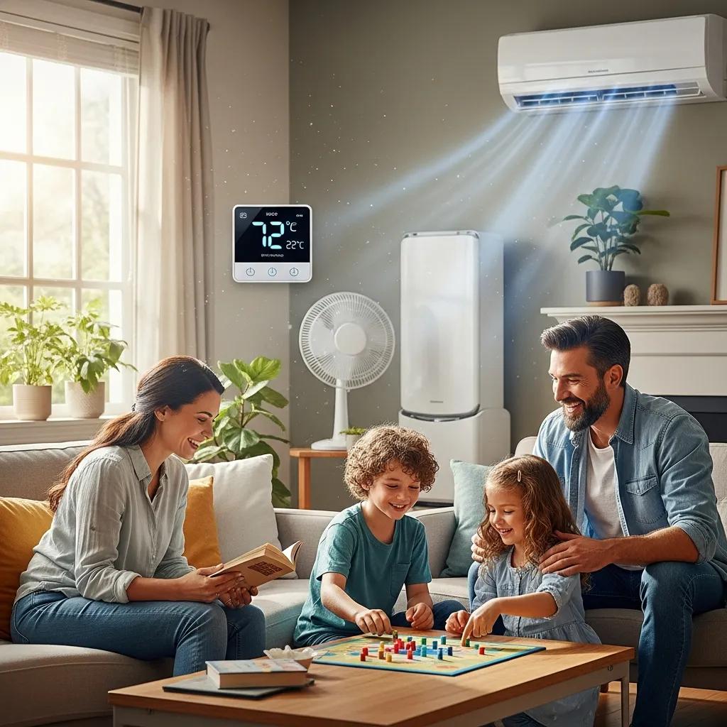 Family enjoying comfort in a home with energy-efficient AC unit