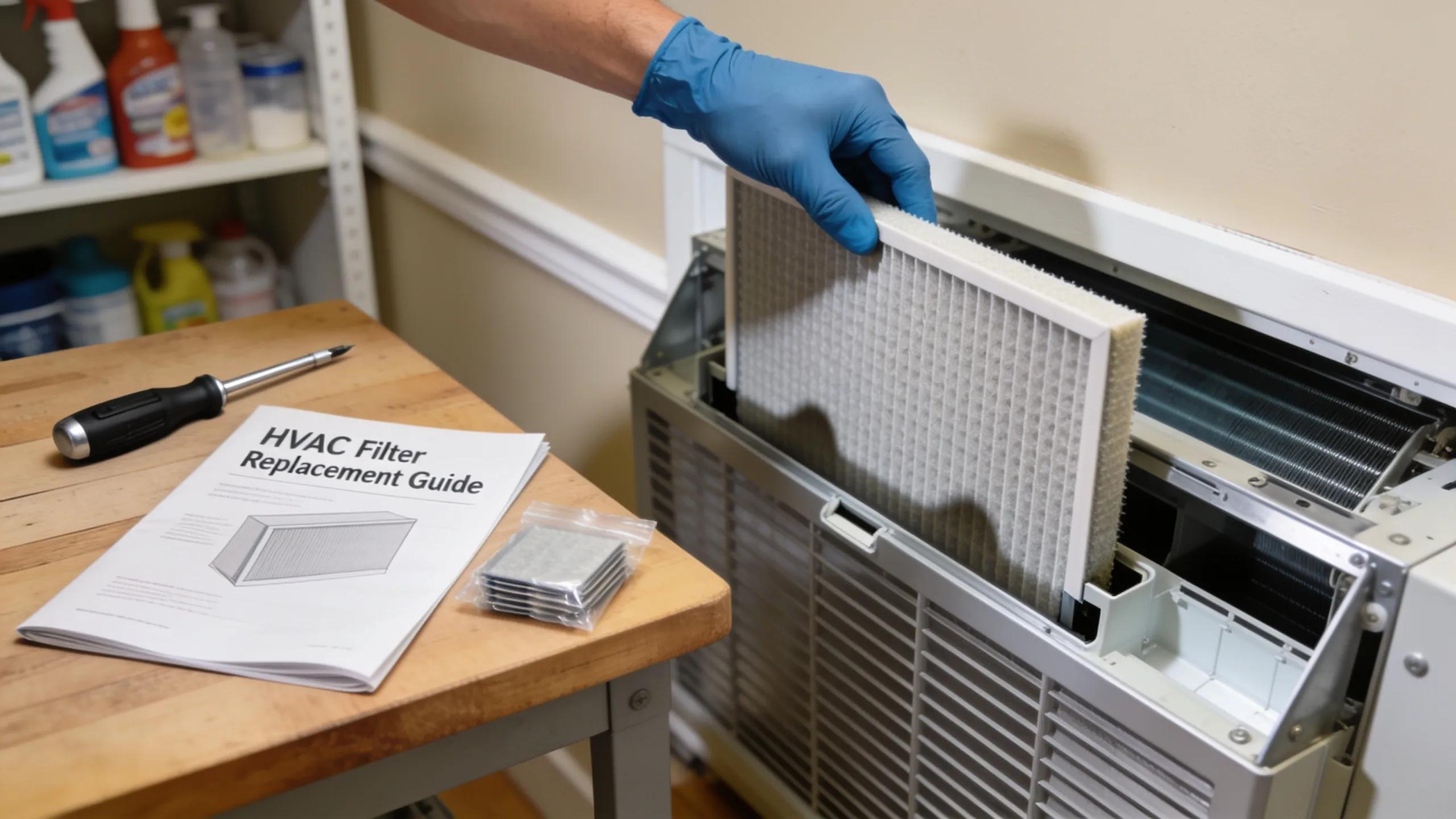 Create a Healthy Home Air Environment with Simple IAQ Tips 1 Detailed image of HVAC filter replacement process emphasizing maintenance for better indoor air quality